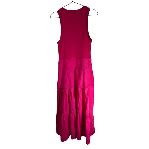 NWT Veronica Beard Austyn Dress Fuchsia Pink Tiered Midi Poplin Small *No Belt*‎ - Picture 6 of 10